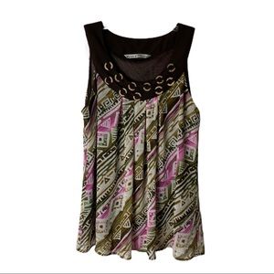Signature by Larry Levine  Scoop Neck Print Top